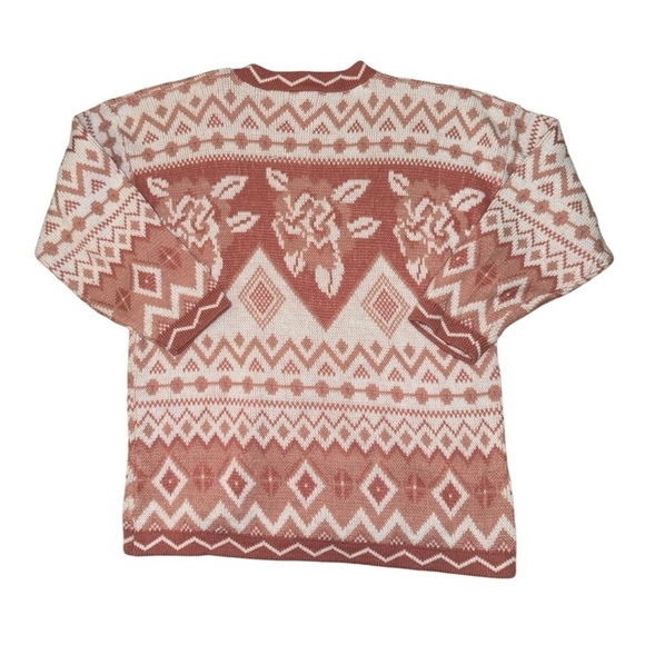 Adele Knitwear vintage white pink rose knit sweater women’s size large - Picture 2 of 6